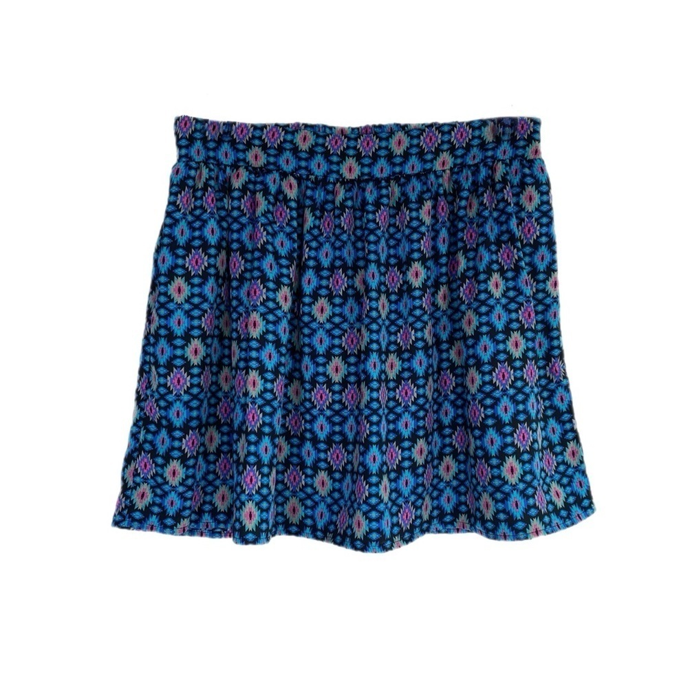 Socialite Aztec Pattern Elastic Back Skater Skirt